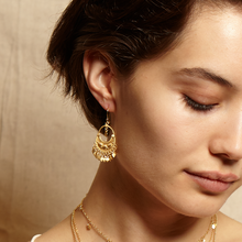 Load image into Gallery viewer, Gold Veils Earrings - Petal Chandelier
