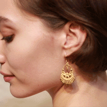 Load image into Gallery viewer, Gold Veils Earrings - Petal Chandelier
