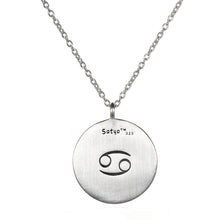 Load image into Gallery viewer, Silver Zodiac Cancer Ruby Necklace
